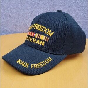 Embroidered Iraqi Freedom Veteran Trucker Hat Black Adjustable Baseball Cap